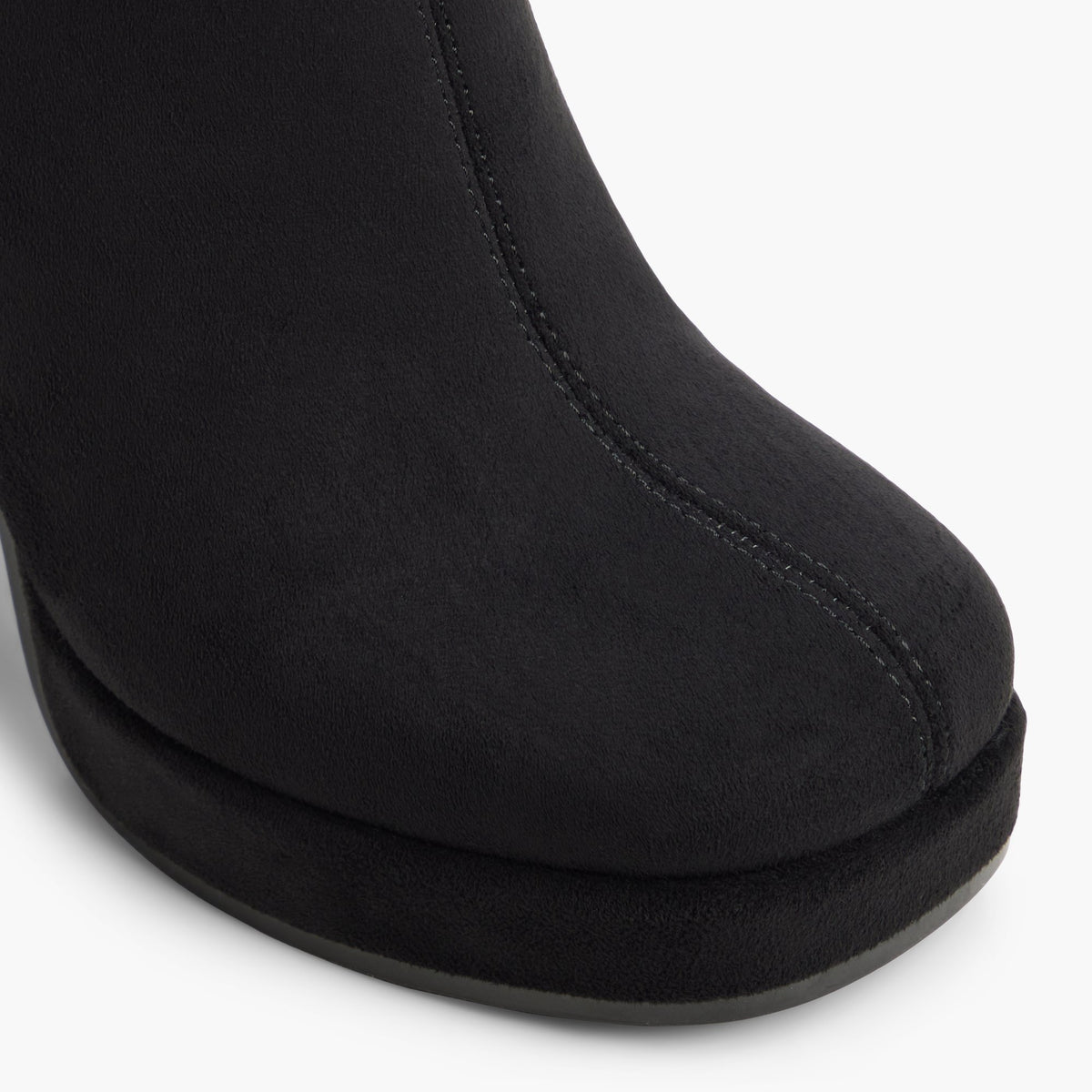 Close-up of the Black Juuno Platform Knee-High Boots