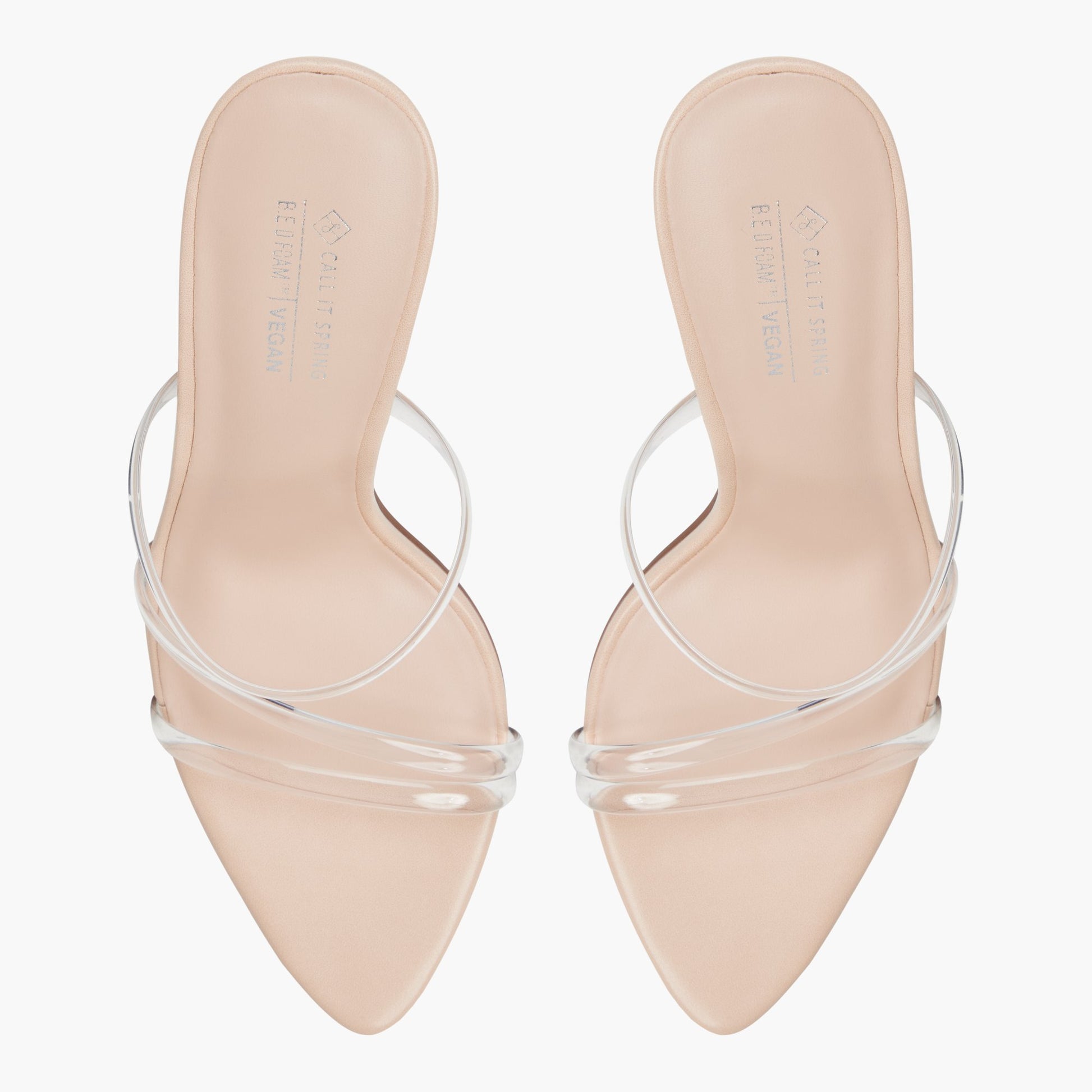 Top-down view of the Other beige Celestyne Heeled Mule Sandals