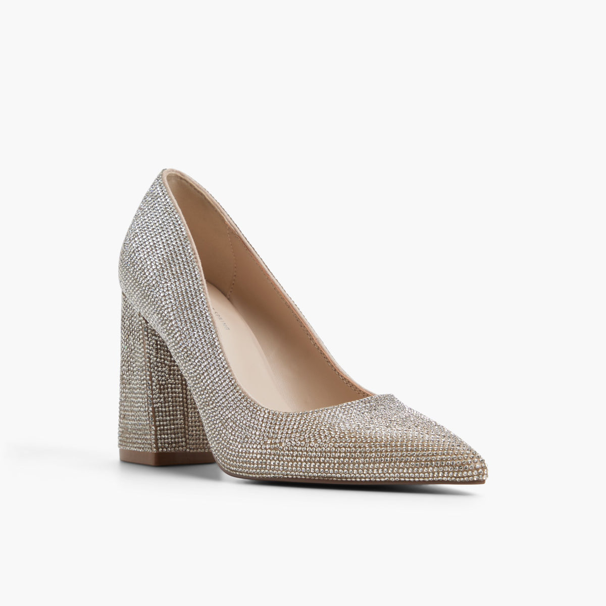 Three-quarter angle of Bone Marilynne Block Heel Pumps's front side