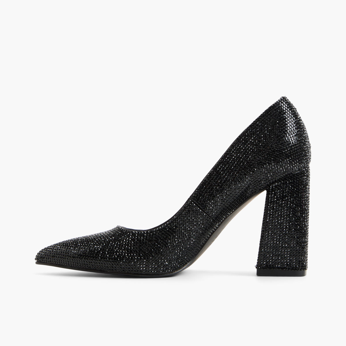 Vue latérale de Noir Marilynne Escarpins à talon bloc