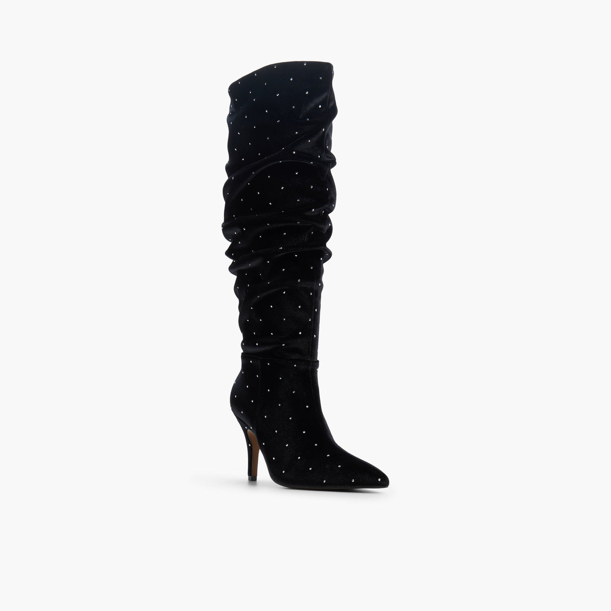 Three-quarter angle of Black Ayako Knee-High Boots's front side