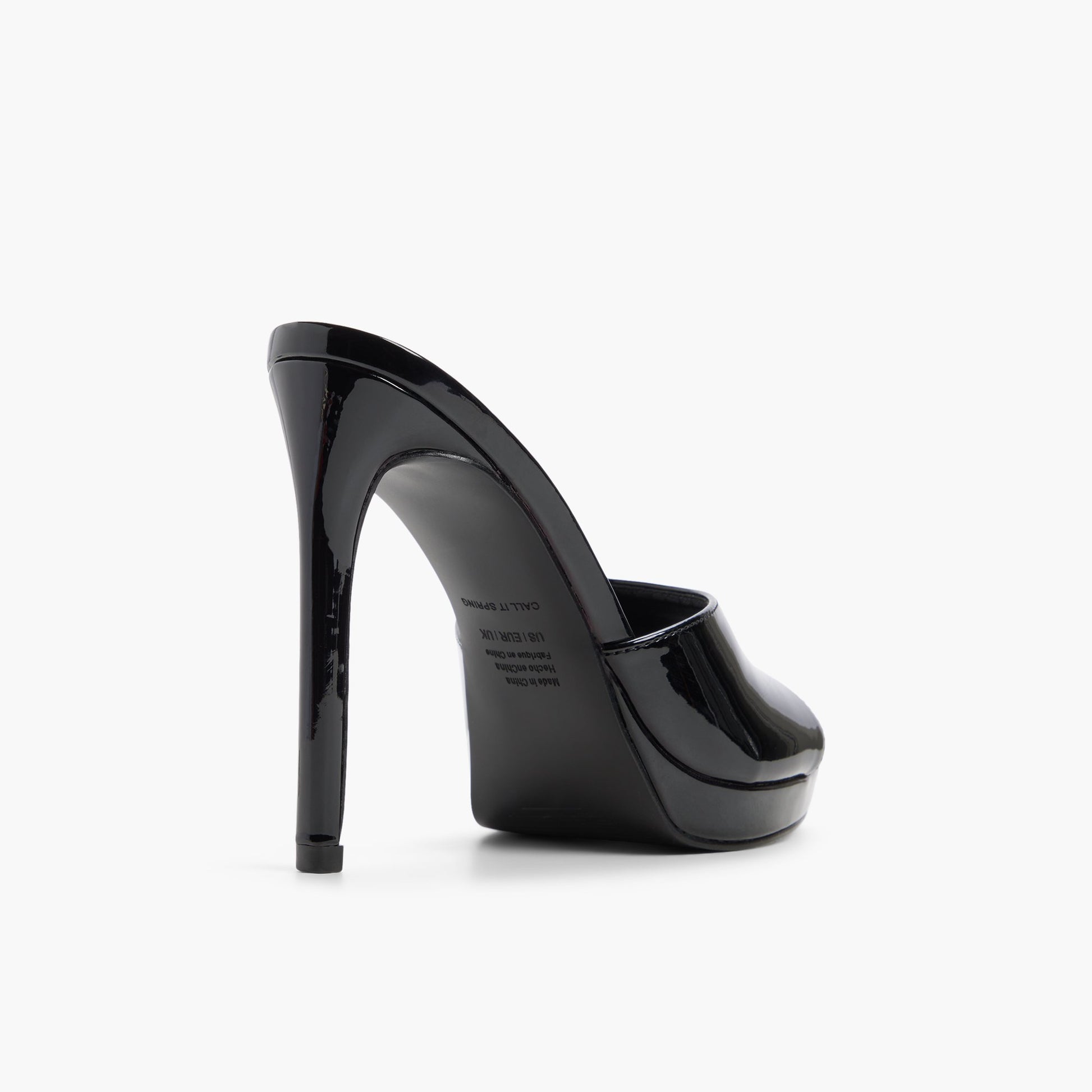 Three-quarter angle of Black Destinii Platform Mule Sandals's back side