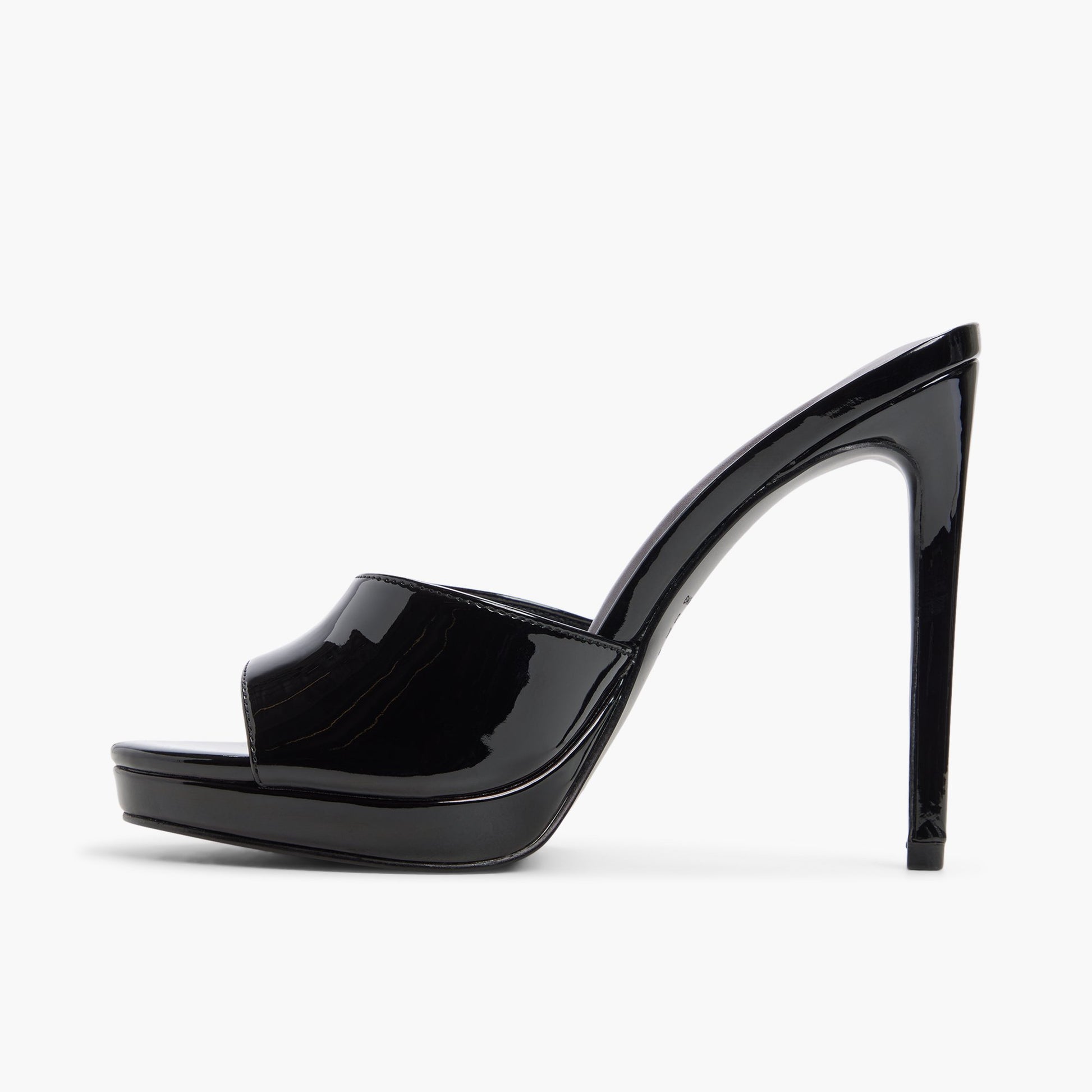 Side view of Black Destinii Platform Mule Sandals
