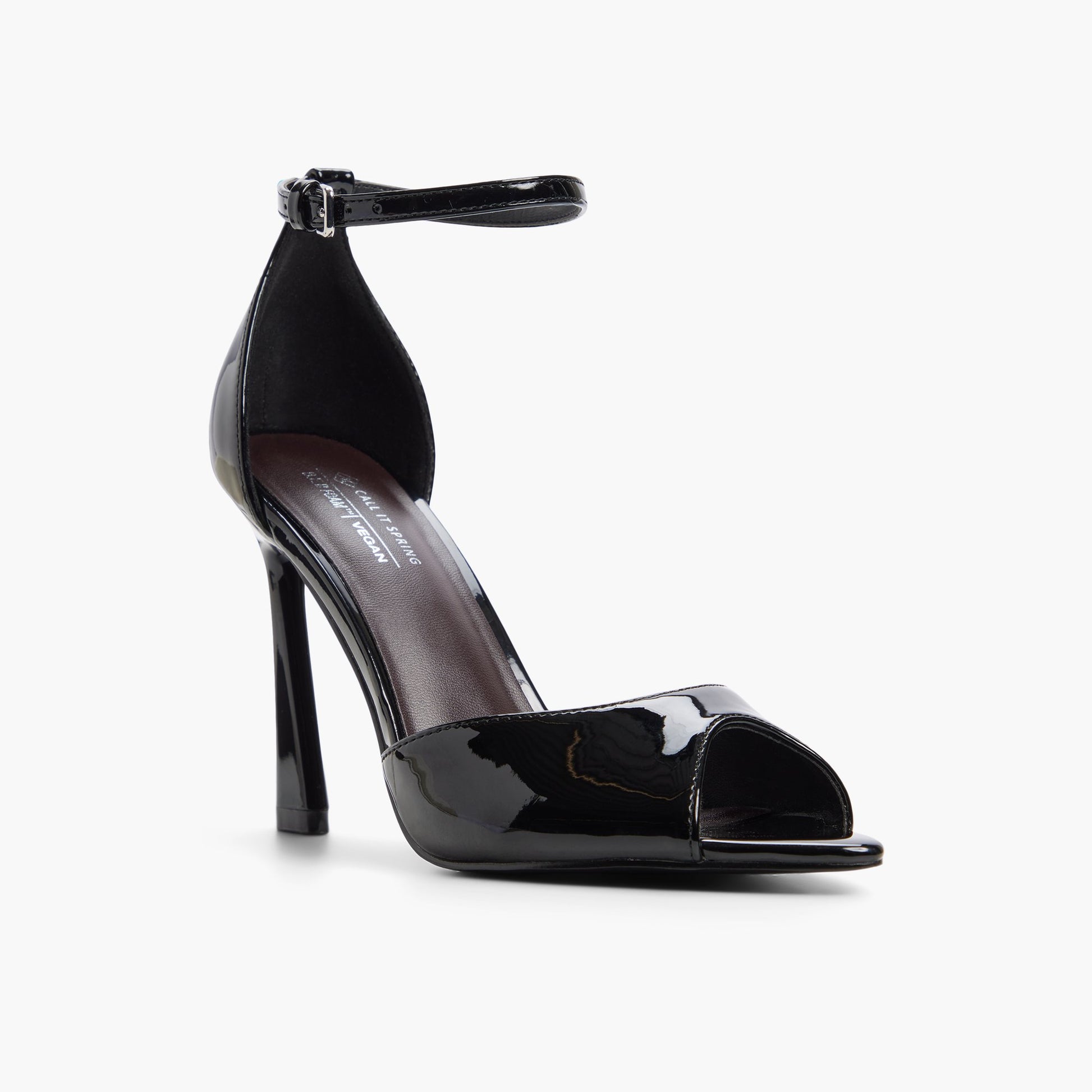 Three-quarter angle of Black Juliia Heeled Sandals's front side