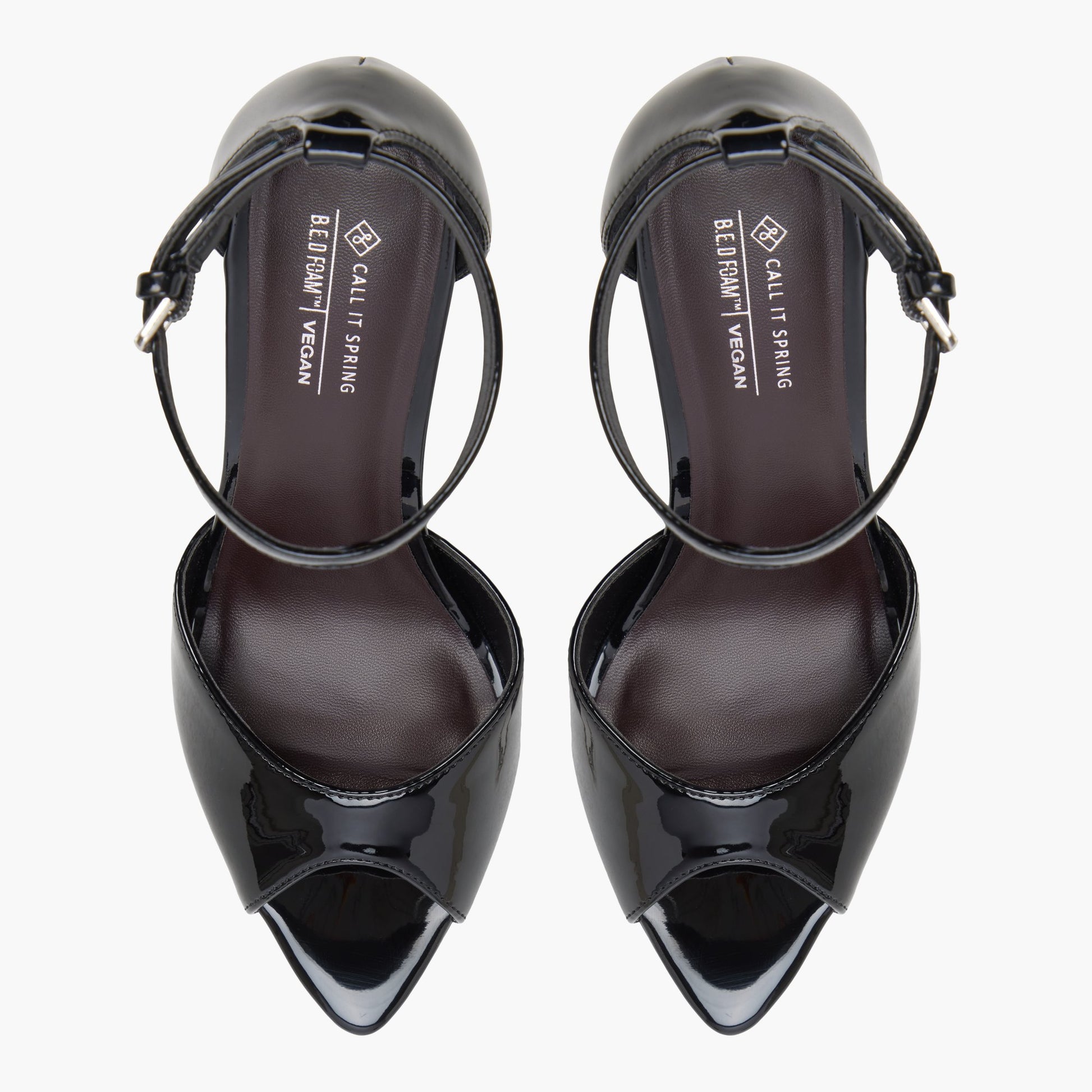 Top-down view of the Black Juliia Heeled Sandals