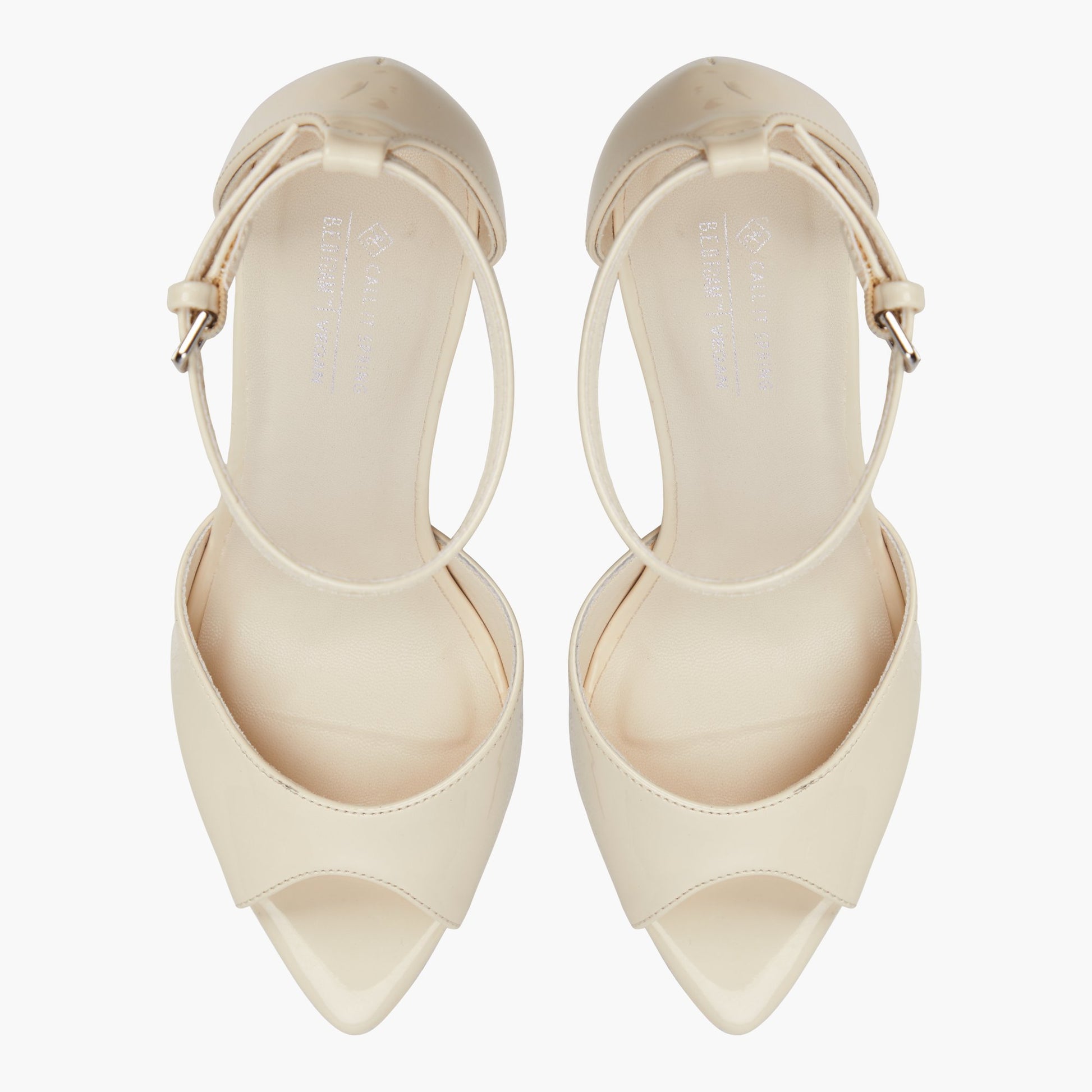 Top-down view of the Cream Juliia Heeled Sandals
