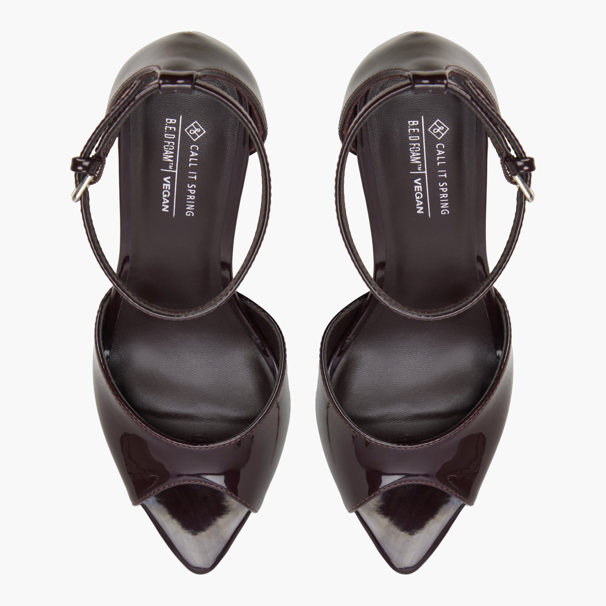 Top-down view of the Wine Juliia Heeled Sandals