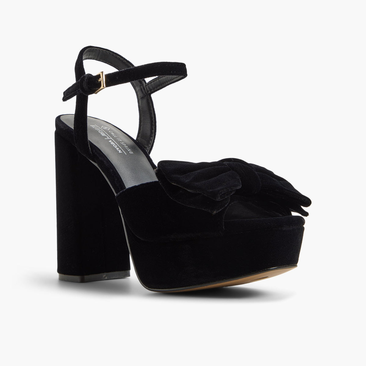 Angle de trois quarts de la face avant de Noir Delory Sandales plateforme