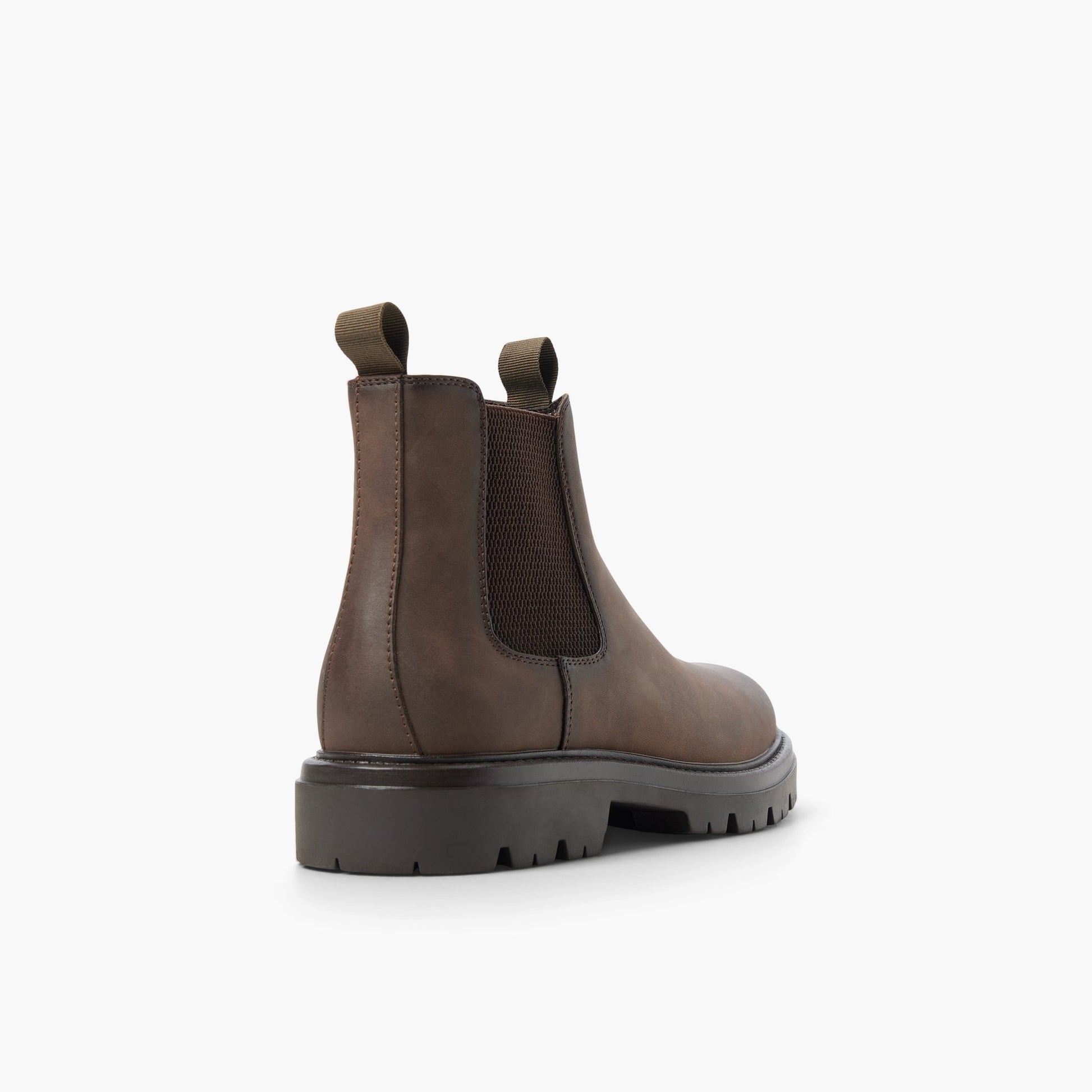 Angle de trois quarts de l'arrière de Brun Defender Bottes Chelsea