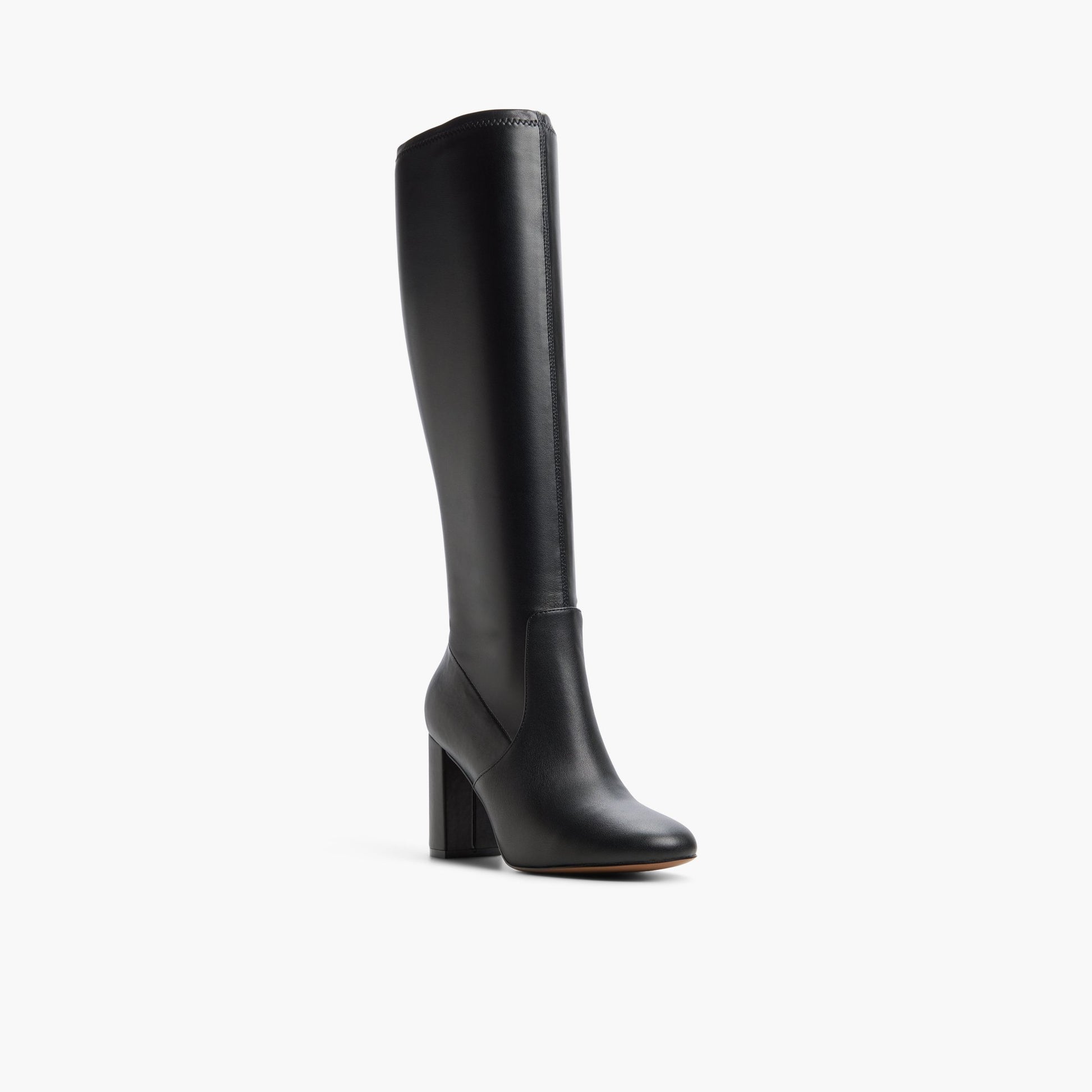 Angle de trois quarts de la face avant de Noir Elvire Bottes hautes