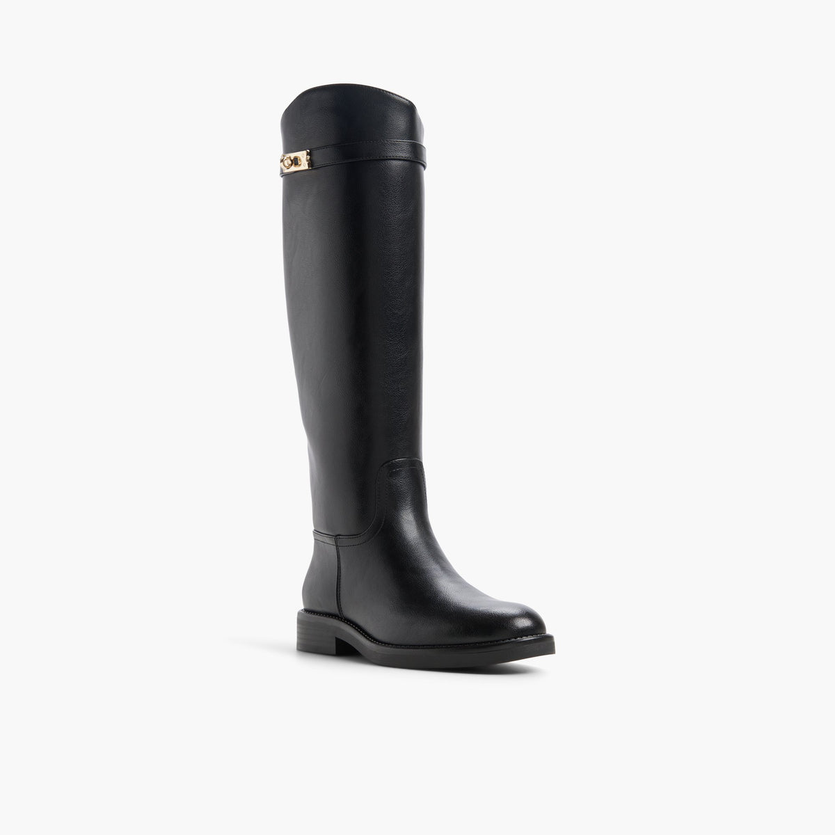 Three-quarter angle of Black Malya Knee-High Boots's front side