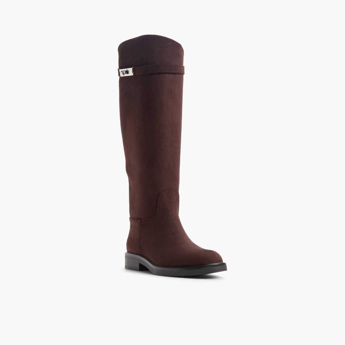 Angle de trois quarts de la face avant de Dark brown Malya Bottes hautes