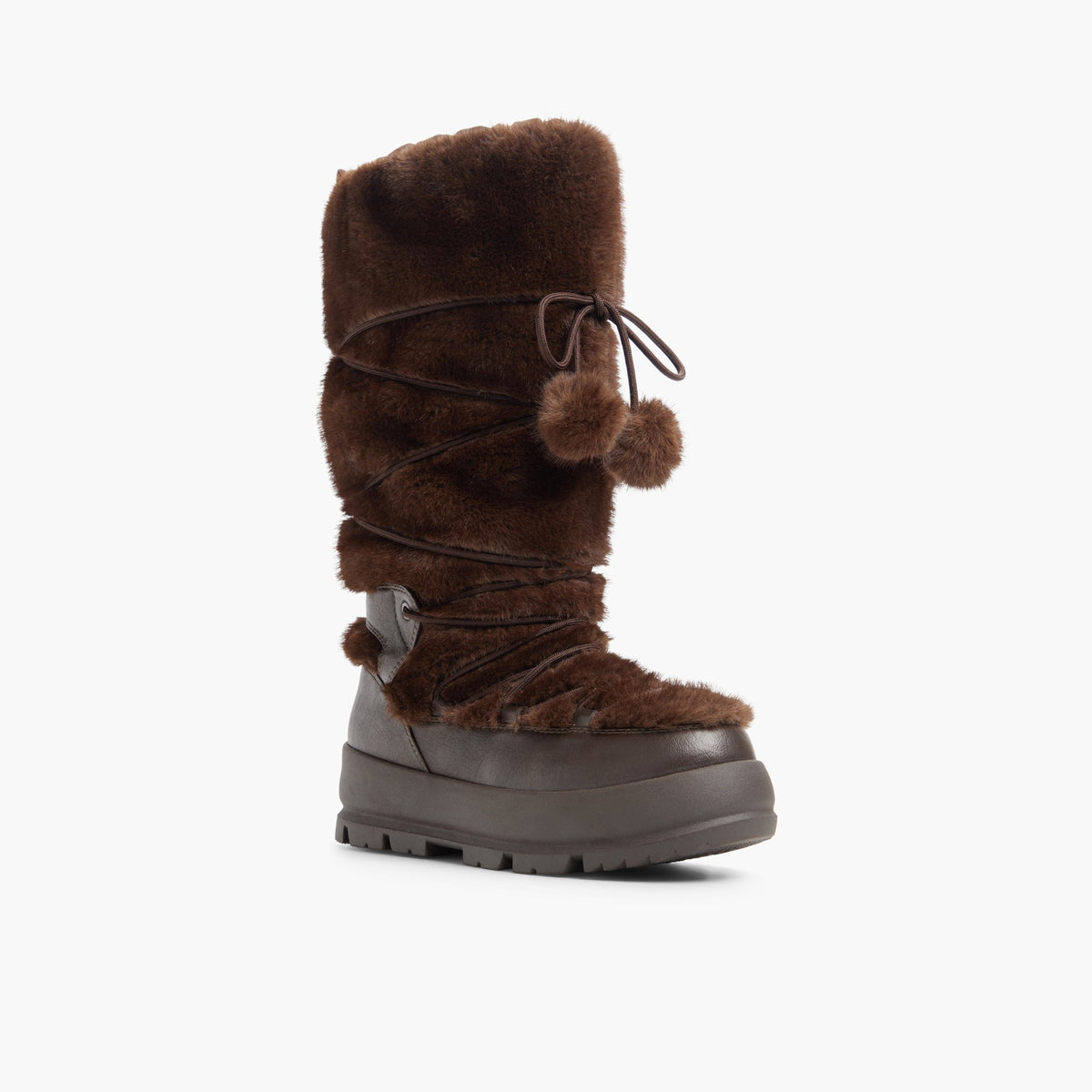 Angle de trois quarts de la face avant de Dark brown Yetti Bottes d’hiver