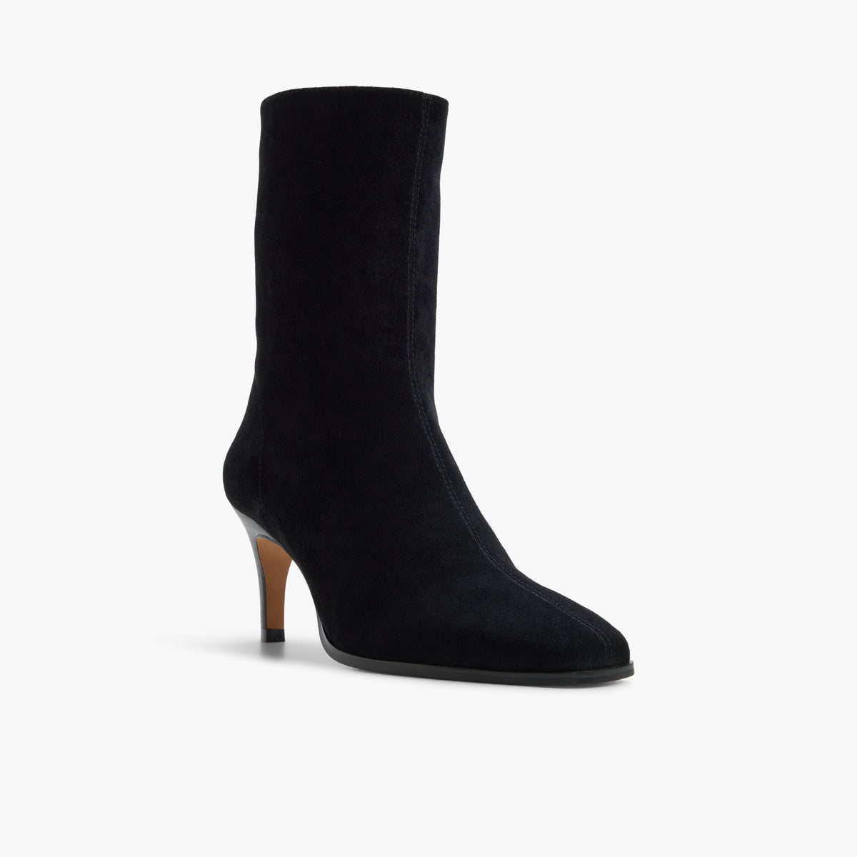 Three-quarter angle of Open black Zeina Ankle Boots's front side
