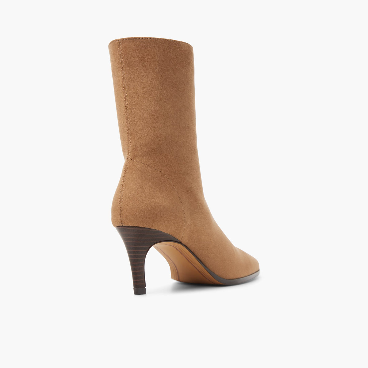 Three-quarter angle of Taupe Zeina Ankle Boots's back side