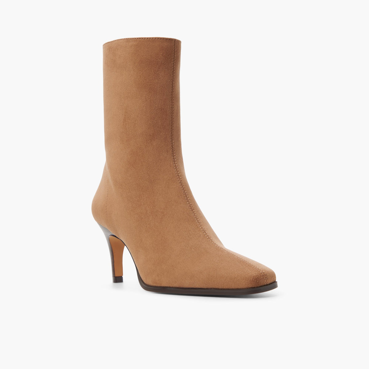 Three-quarter angle of Taupe Zeina Ankle Boots's front side