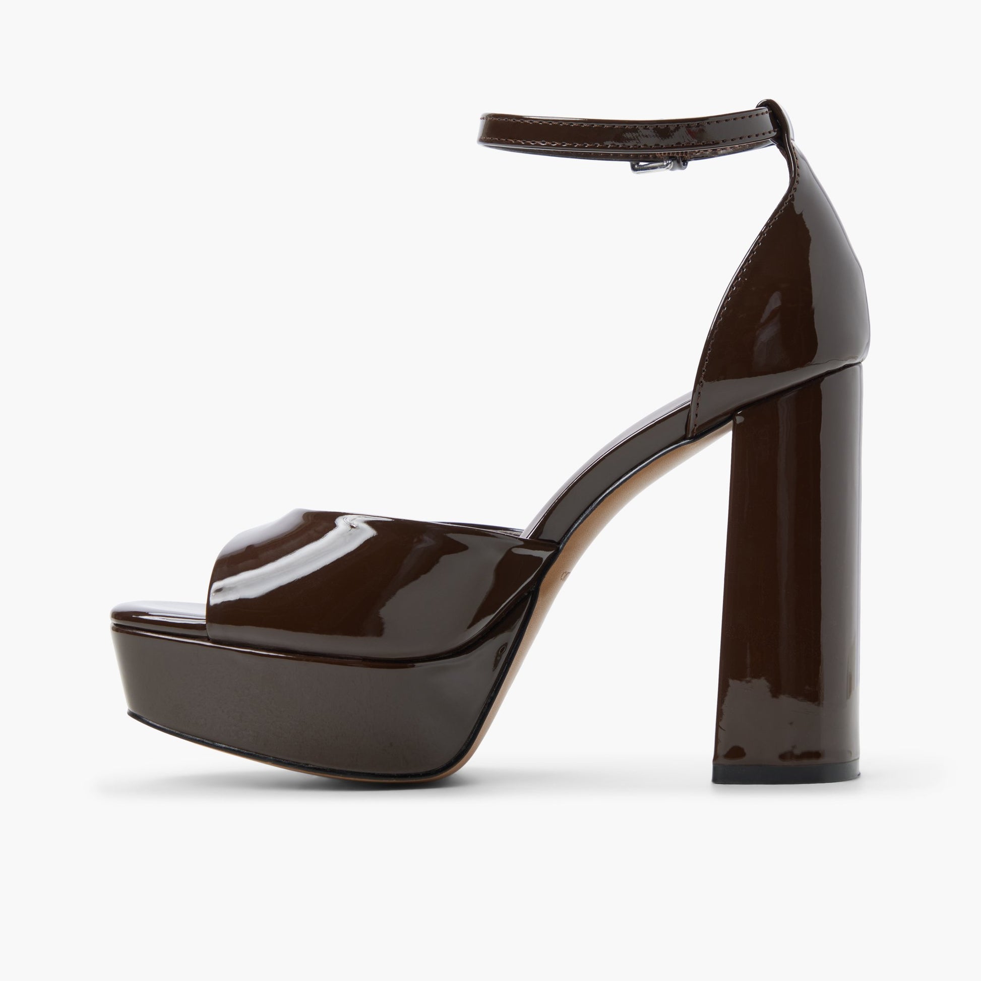 Side view of Dark brown Domminika Platform Heeled Sandals