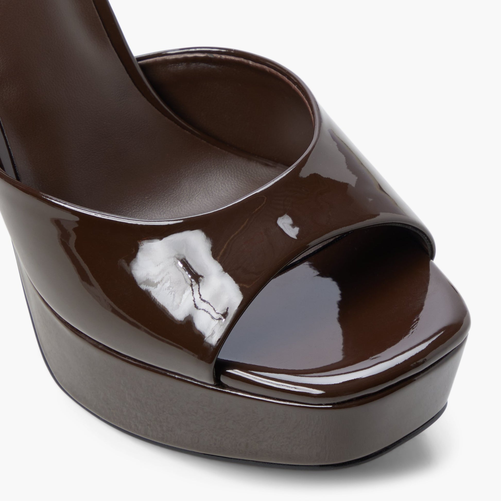 Close-up of the Dark brown Domminika Platform Heeled Sandals