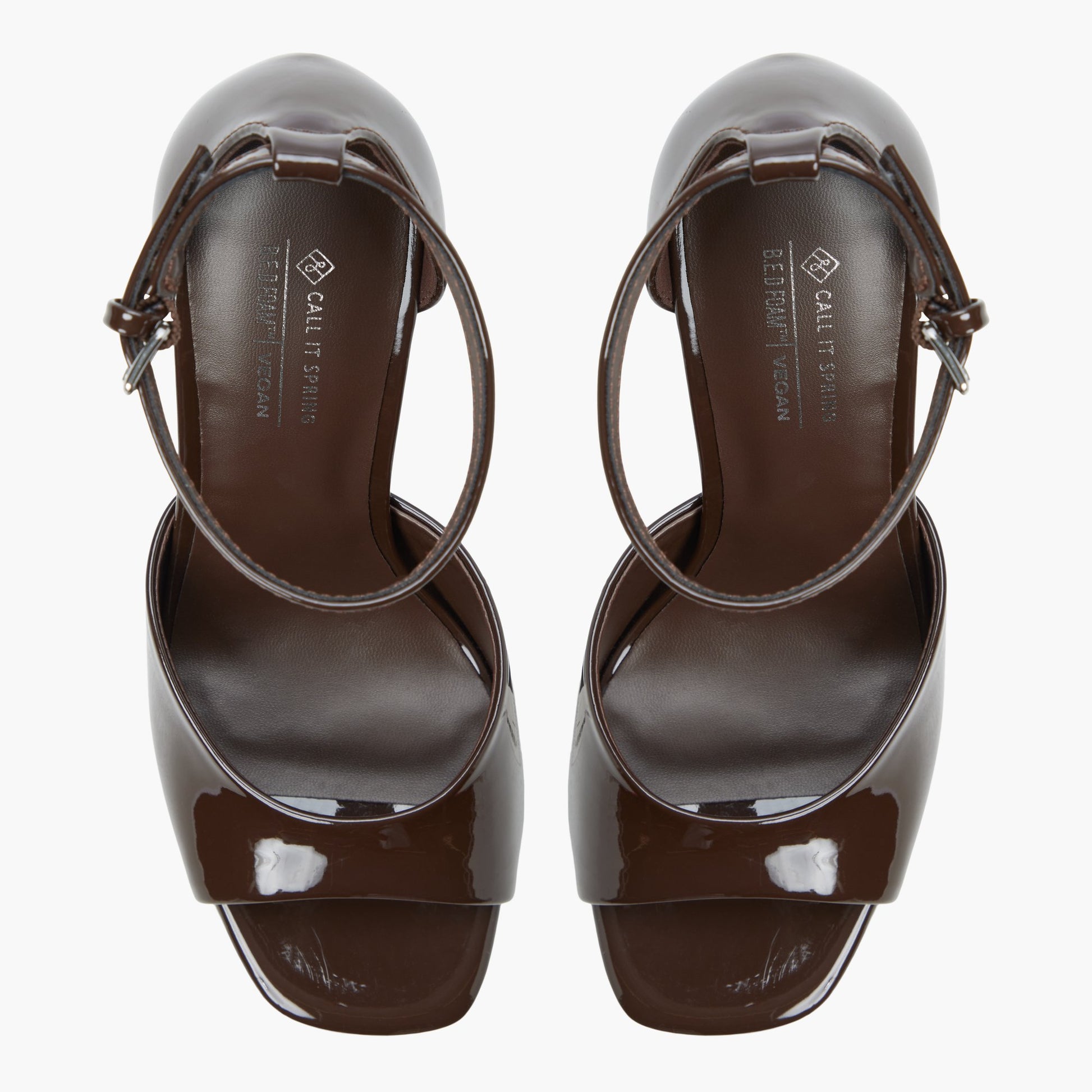 Top-down view of the Dark brown Domminika Platform Heeled Sandals