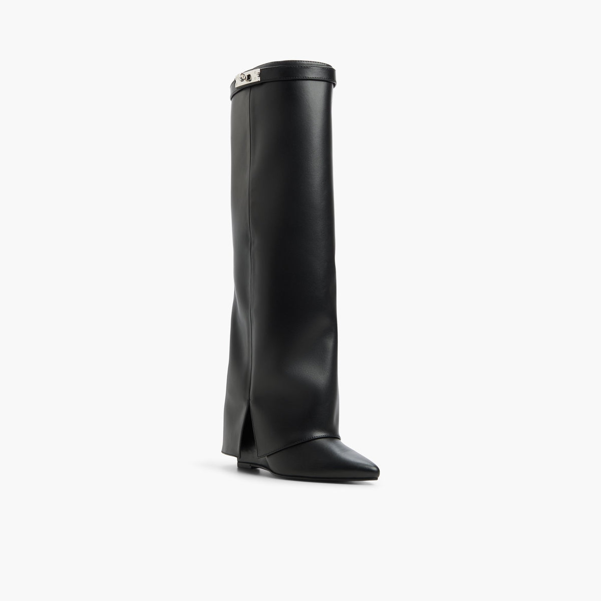 Angle de trois quarts de la face avant de Black Marleena Bottes hautes
