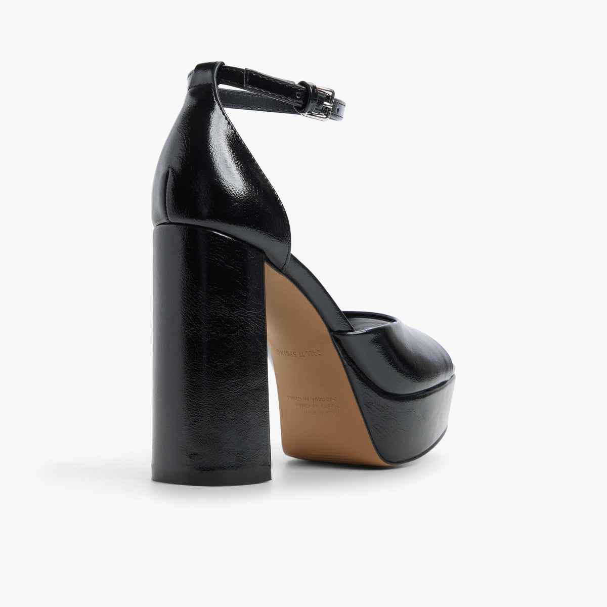 Three-quarter angle of Black Domminika Platform Heeled Sandals's back side