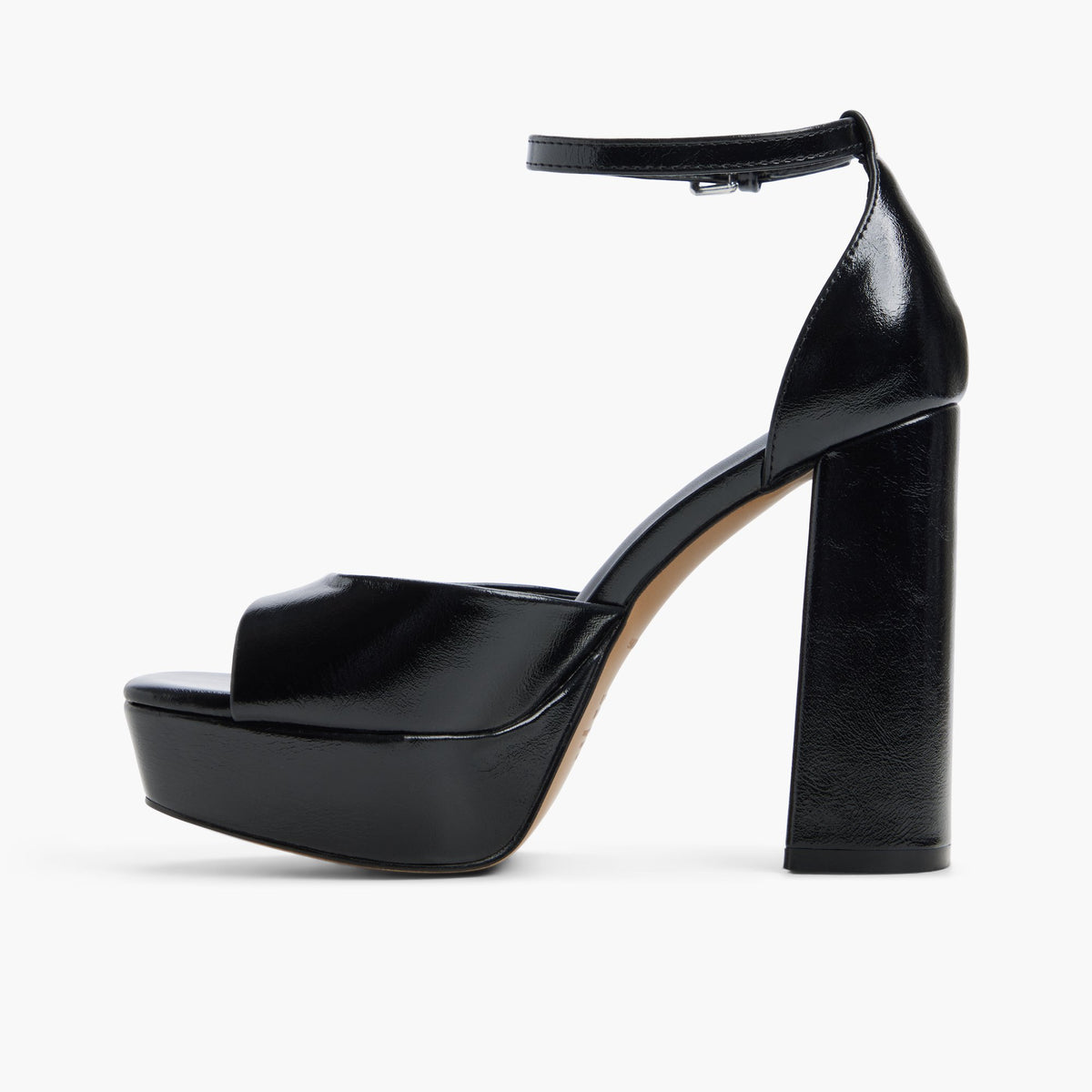 Side view of Black Domminika Platform Heeled Sandals