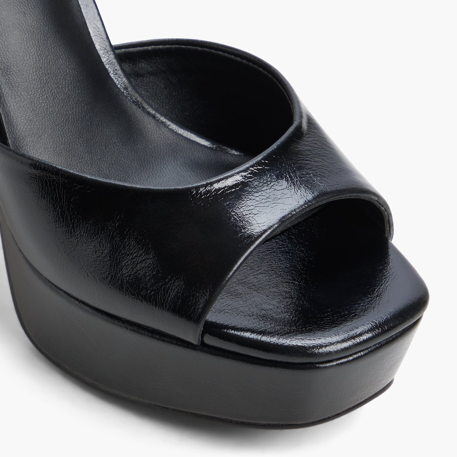 Close-up of the Black Domminika Platform Heeled Sandals