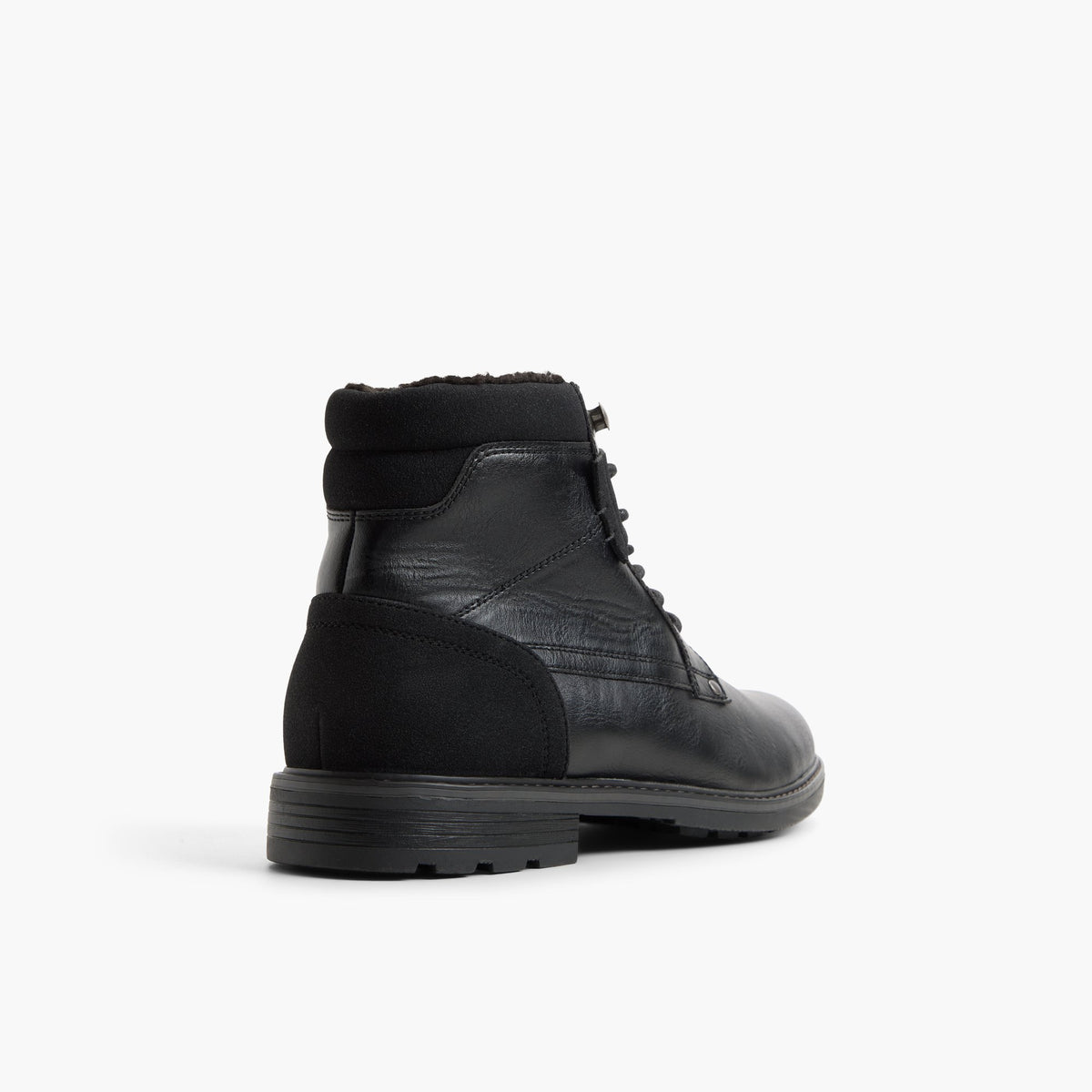 Three-quarter angle of Black Redwood Lace-Up Boots's back side