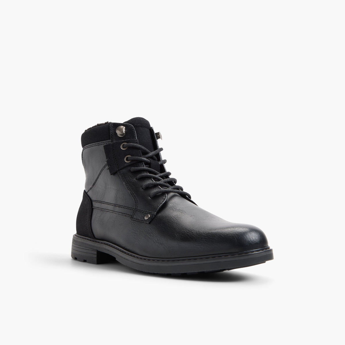 Three-quarter angle of Black Redwood Lace-Up Boots's front side