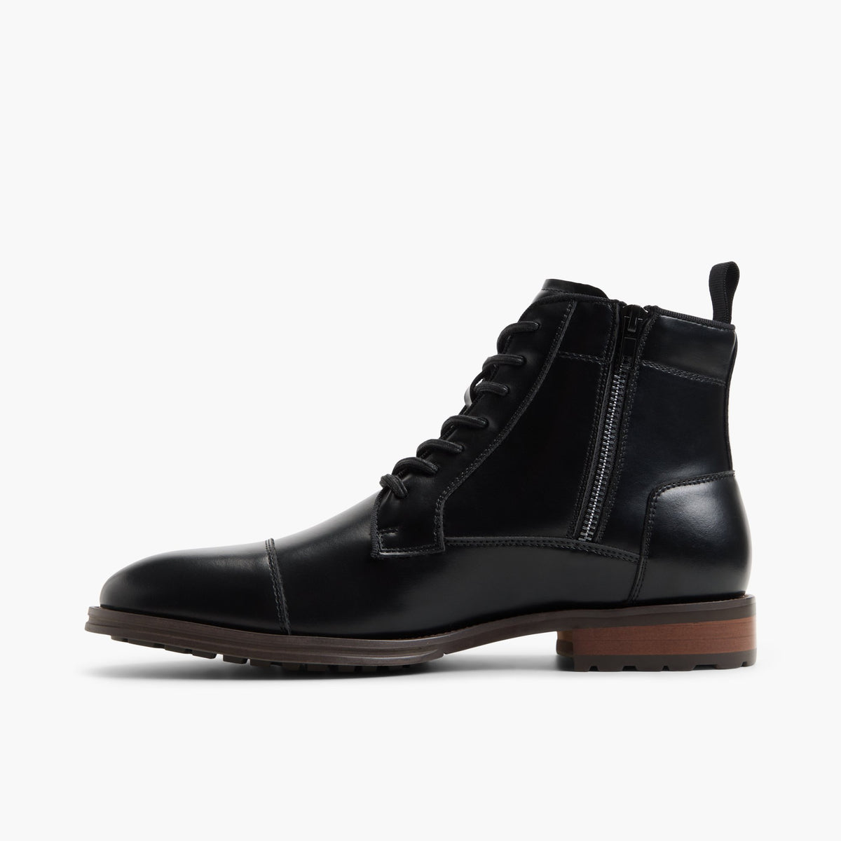 Side view of Black Pinecrest Lace-up Boots