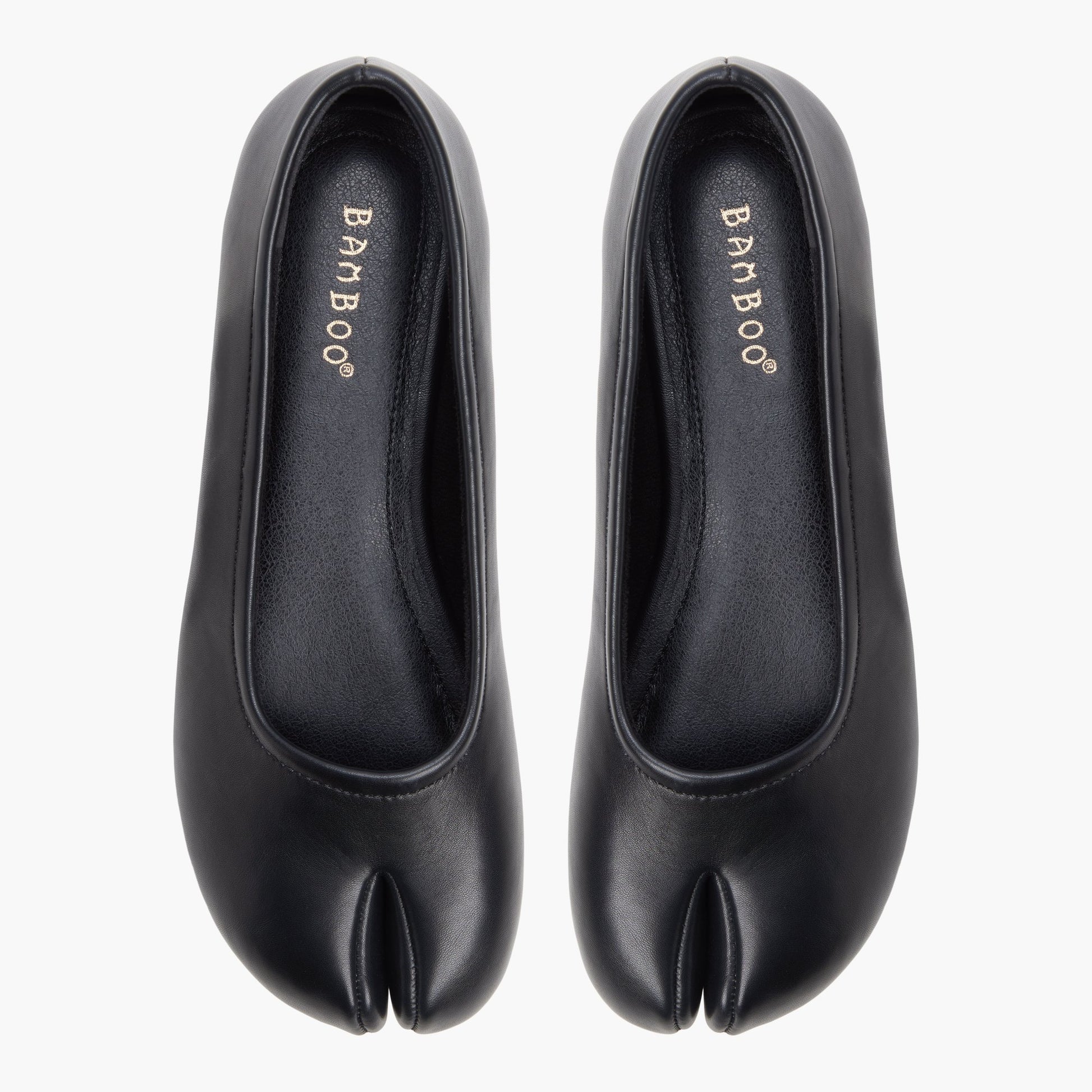 Top-down view of the Black Felinaa Tabi Ballerinas