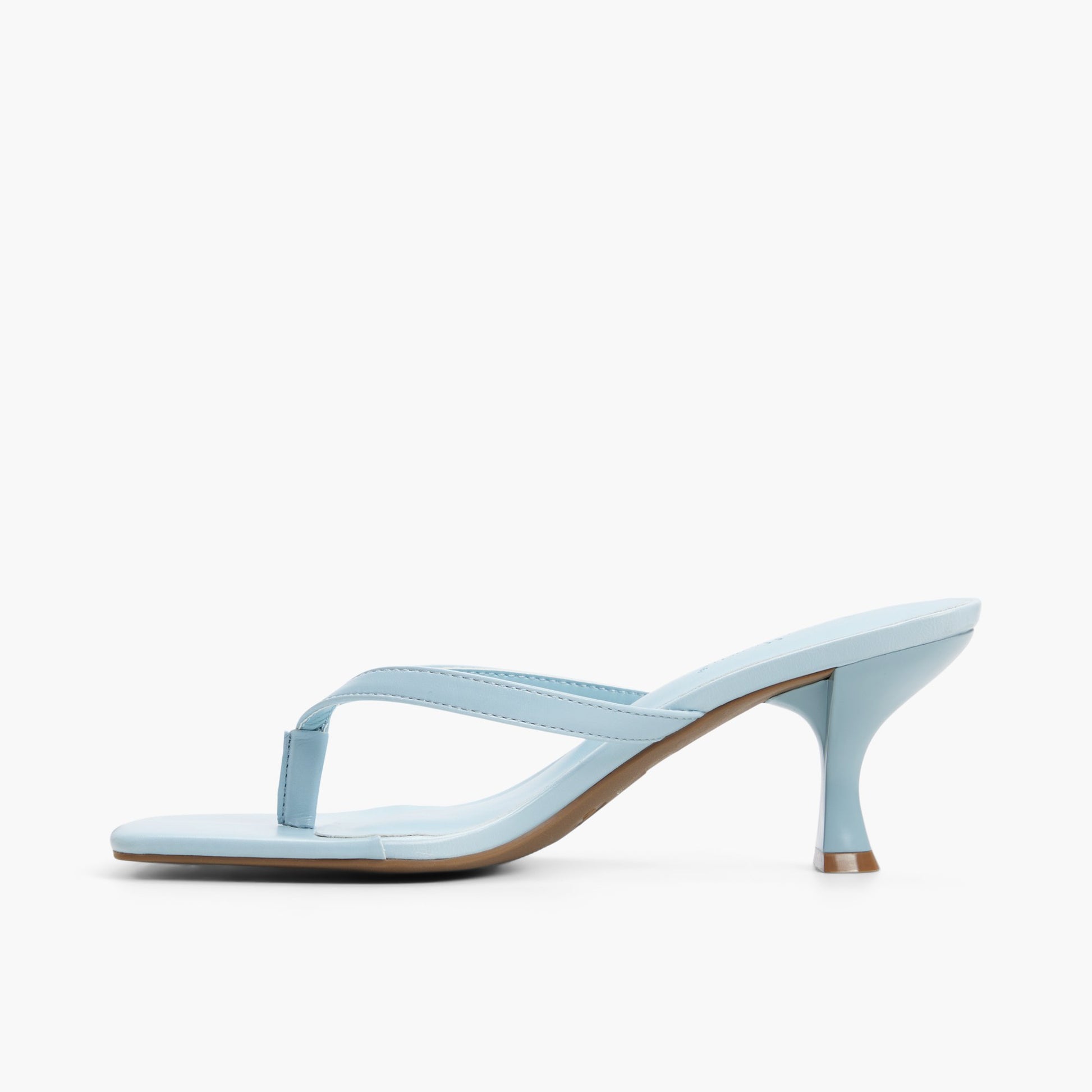 Vue latérale de Bright blue Luxa Sandales tong à talon