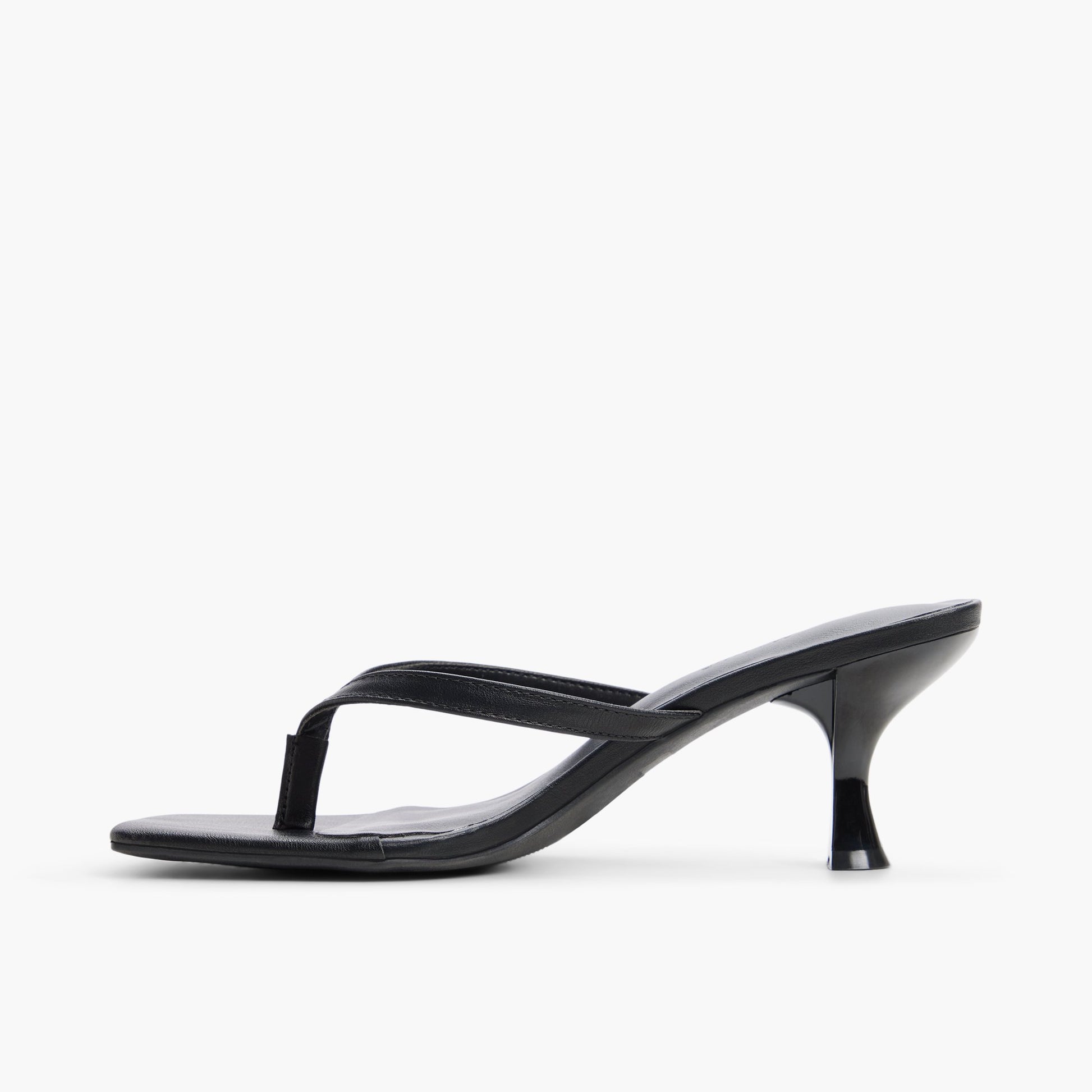 Side view of Black Luxa Heeled Thongs