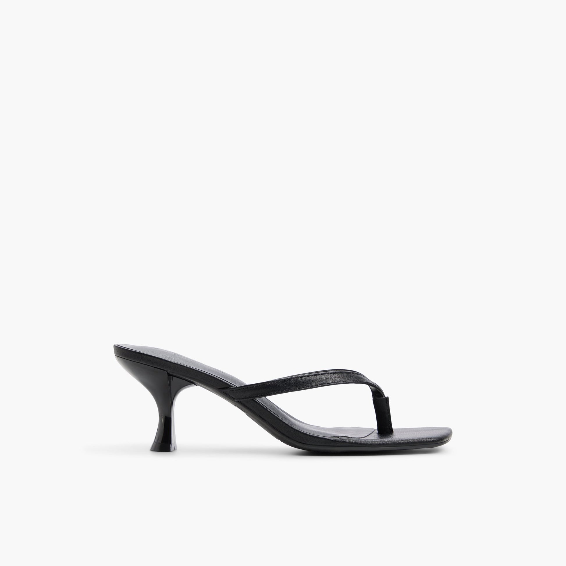 Main View of Black Luxa Heeled Thongs for Womens